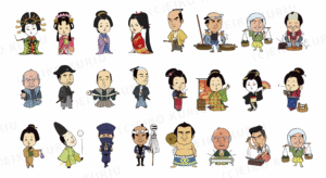 江戸時代の職業のデフォルメイラスト